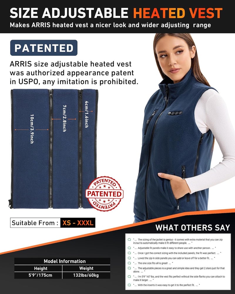 ARRIS Fleece Heated Vest for Women with 7.4V Battery Pack, Size Adjustable 8 Heating Zones Heating Clothing for Hunting - Image 2
